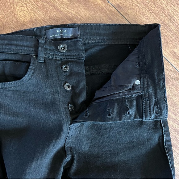 Zara Black Extra Slim Button fly stretch Denim Jeans Mens size 30 - Picture 5 of 12